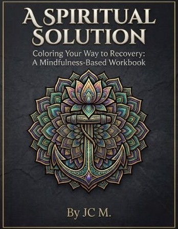 Cover of A Spiritual Solution: a jewel-toned mandala with an anchor and lotus on dark slate